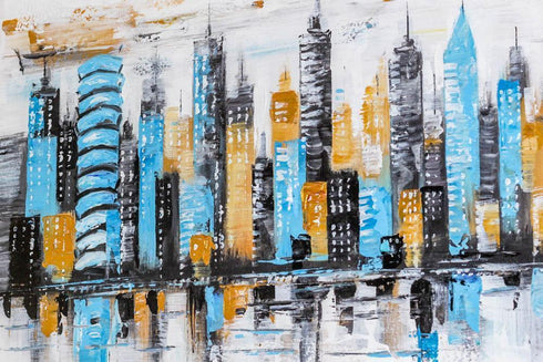 City Skyline - 100% Handmade Oil on Canvas Painting