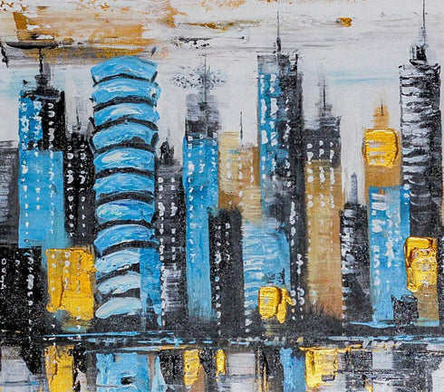 City Skyline - 100% Handmade Oil on Canvas Painting