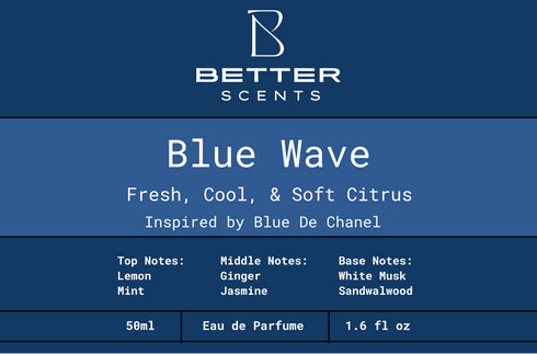 Blue Wave by Better Scents - Mens Perfume EDP - Inspired by Bleu de Chanel - FRESH, COOL, & SOFT CITRUS - 50ML
