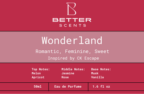 Wonderland by Better Scents - Women's Perfume EDP - Inspired by CK Escape for Her - ROMANTIC, FEMININE, & SWEET! - 50ML