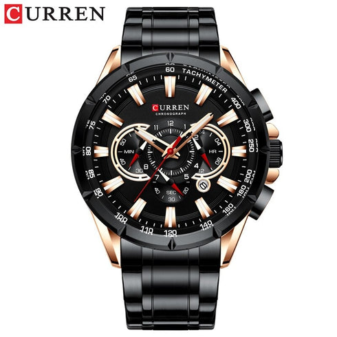 Curren Eternal (Rose Gold & Black) - Men's Watch - Chronograph - Stainless Steel Strap - Water Resistant - 1 Year Warranty!