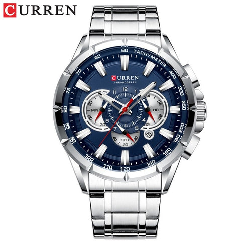 Curren Eternal (Blue & Silver) - Men's Watch - Chronograph - Stainless Steel Strap - Water Resistant - 1 Year Warranty!