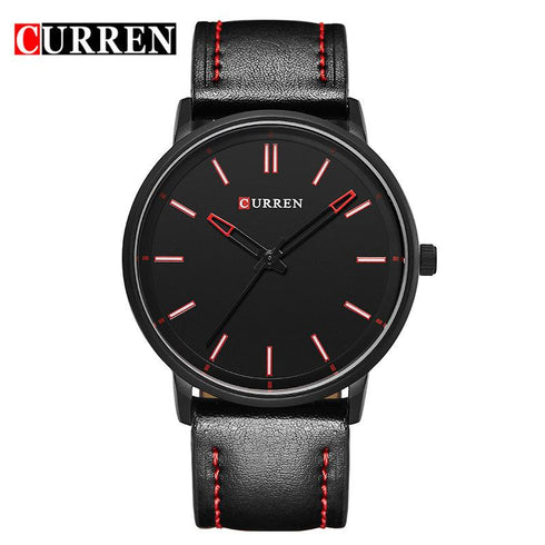 Curren Ultra Thin Watch! - Jet Black Genuine Leather! - Slim & Minimalist Design! - 1 Year Warranty! -