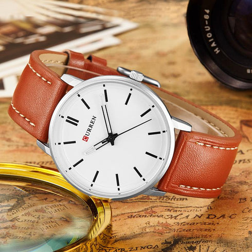 Curren Ultra Thin Watch! - Rugged Genuine Leather! - Slim & Minimalist Design! - 1 Year Warranty!