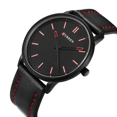 Curren Ultra Thin Watch! - Jet Black Genuine Leather! - Slim & Minimalist Design! - 1 Year Warranty! -