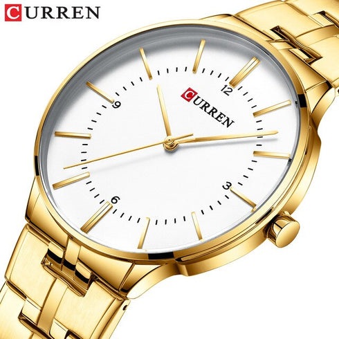 Curren Classic! - Men's Watch - Classic Gold & White - Stainless Steel Strap - 1 Year Warranty!