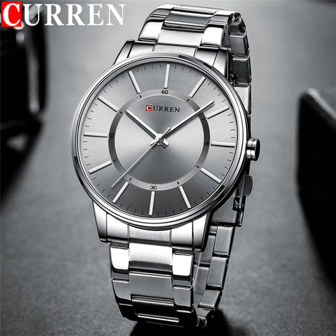 Curren Simplicity (Classic Silver) - Men's Watch - 1 Year Warranty - Free Box Packaging - 3 ATM Water Resistant