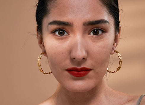 Si Earrings - 18K Genuine Gold Plated over Pure Stainless Steel! - Chic Design! - Free Box Packaging! - Hoop Earrings for Party