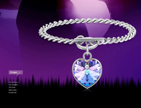 Bella! (Purple's & Blue's) - T-Bar Bracelet! - Genuine European Crystals! - Rhodium Plated! - Free Box Packaging!
