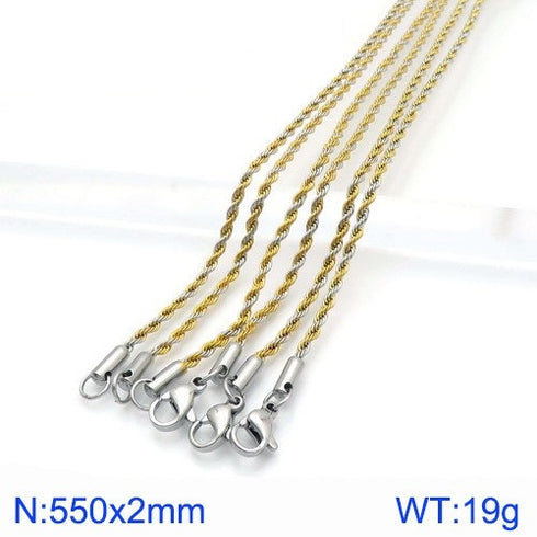 Contrast Neckchain! - 14K Genuine Gold Plated Over Stainless Steel! - Free Box Packaging!