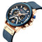 Curren Men's! - Modern Blue & Rose Gold Chronograph! - Genuine Ultrasoft Leather! - Water Resistant! - 1 Year Warranty!