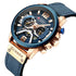 Curren Men's! - Modern Blue & Rose Gold Chronograph! - Genuine Ultrasoft Leather! - Water Resistant! - 1 Year Warranty!