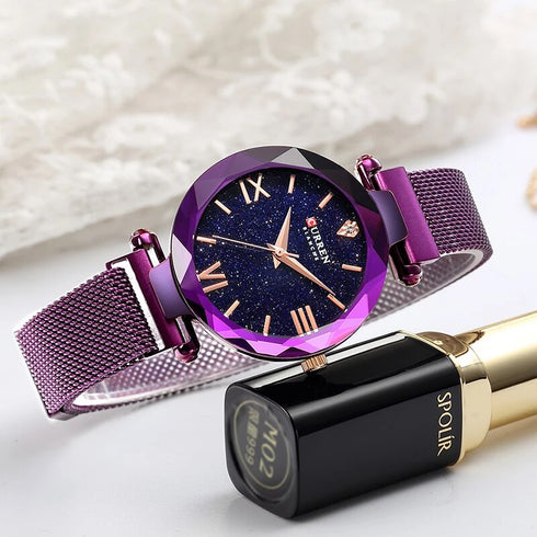 Curren Glitter (Royal Purple) - Women's Watch - Adjustable Magnetic Strap! - Water Resistant - 1 Year Warranty