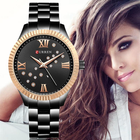 Curren Showstopper! - Women's Watch - Rose Gold & Black - Majestic Dial - Water Resistant - 1 Year Warranty!