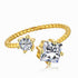 Vamos Ring - Adjustable Size - Genuine Gold Plated - Pure Stamped Sterling Silver (Chandi) + Certificate - 5A Cubic Zircon