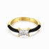 Urban Chic Ring (Gold & Element Black) - Adjustable Size - Enamel & Pure Sterling Silver (Chandi) - Cubic Zircon