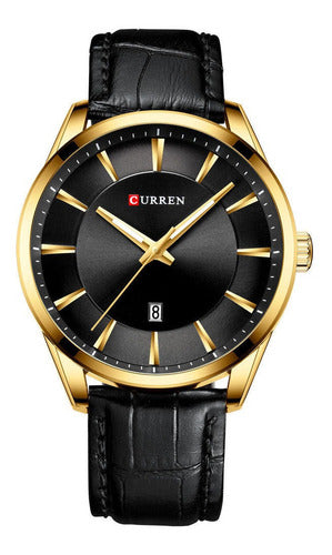 Curren Alpine - Men's Watch - Classic Black & 14K Gold Plating - Genuine Ultrasoft Leather! - Hot Seller! - 1 Year Warranty!