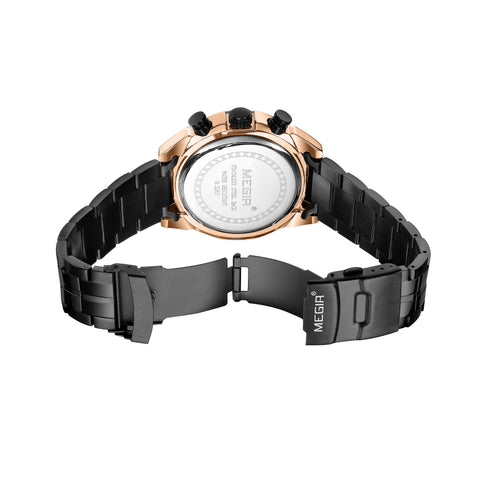 Megir - Men's Watch - 1 Year Warranty - Steel Strap - Chronograph - 3 ATM Water Resistant