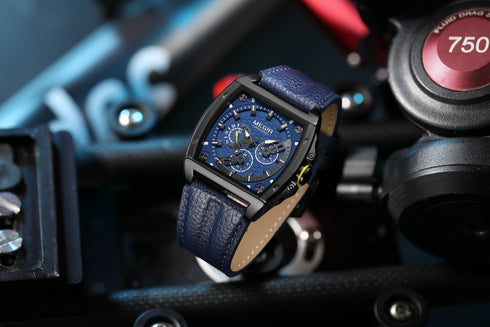 Megir - Men's Watch - 1 Year Warranty - Genuine Leather Strap - Chronograph - 3 ATM Water Resistant