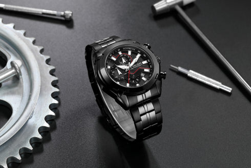 Megir - Men's Watch - 1 Year Warranty - Steel Strap - Chronograph - 3 ATM Water Resistant