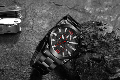 Megir - Men's Watch - 1 Year Warranty - Stainless Steel Strap - Chronograph - 3 ATM Water Resistant