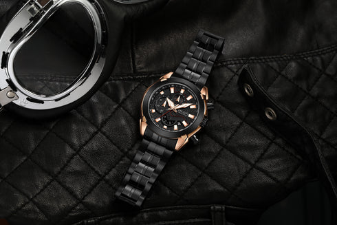 Megir - Men's Watch - 1 Year Warranty - Steel Strap - Chronograph - 3 ATM Water Resistant