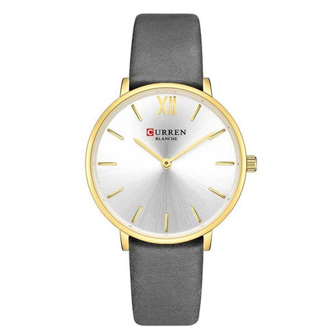 Curren Elegance! - Women's Watch - Charcoal & Gold! - Genuine Leather Strap! - Two Hand Design! - 1 Year Warranty!
