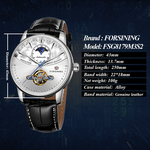 Forsining Gentleman - Men's Automatic Watch - No Battery Needed - Water Resistant - Genuine Leather Strap! - 1 Year Warranty! - Free Box Packaging
