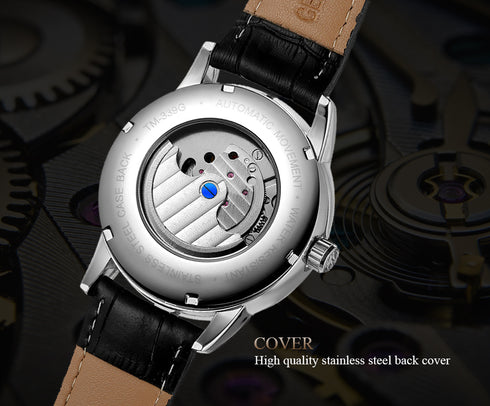 Forsining Gentleman - Men's Automatic Watch - Blue & Silver - No Battery Needed - Water Resistant - Genuine Leather Strap! - 1 Year Warranty