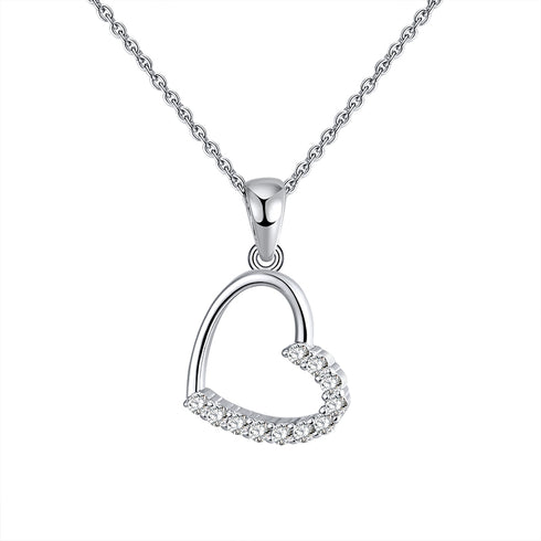 Contemporary Love Necklace - S925 Sterling Silver - AAA Cubic Zirconia Stones - Free Box Packaging