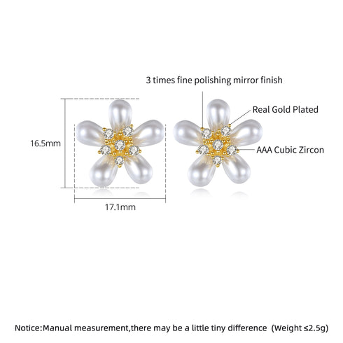 Daisy Earrings - White Gold Plated - AAA Cubic Zirconia - Free Box Packaging!