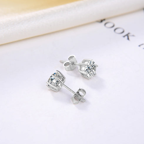 Timeless Studs - S925 Sterling Silver - AAAA Cubic Zirconia Stones - Rhodium Plated - Free Box Packaging