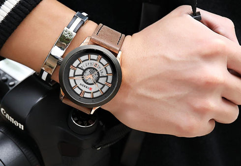 Curren Men's Classy Brown & Rose Gold! - Ultra Soft Genuie Leather! - Water Resistant! - Modern Design! - Free Gift Packaging!