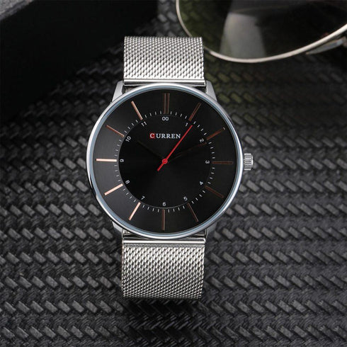 Curren Black & Silver Attack! - Date Function! - 3D Hollow Dial Design! - Adjustable Stainless Steel Strap! - 1 Year Warranty!