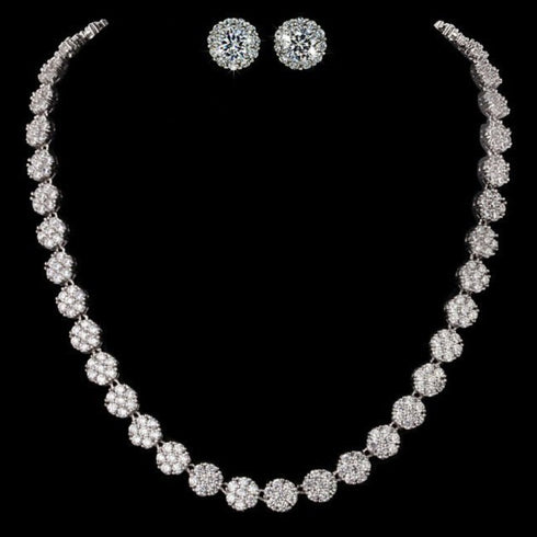 Annie Jewellery Set - Necklace + Earrings - AAA Sparkling Cubic Zirconia - Free Box Packaging