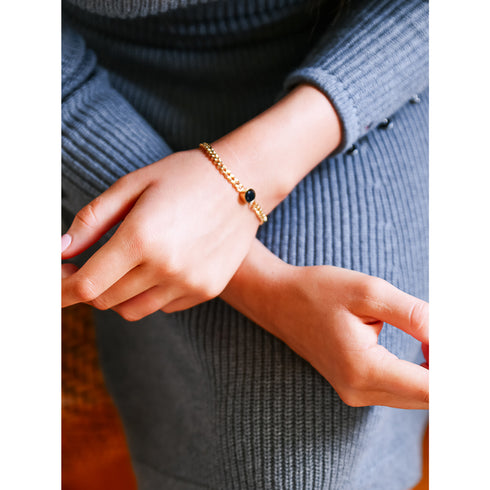 Stone Appeal - Bracelet - 18K Genuine Gold Plated over Pure Stainless Steel - Non Tarnish - Chic Design! - Free Box Packaging!