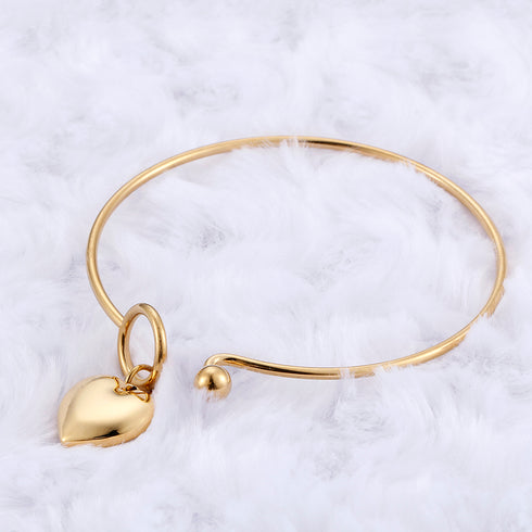 Heart of Gold Bracelet - 14K Genuine Gold Plated over Pure Stainless Steel - Chic Design! - Free Box Packaging!