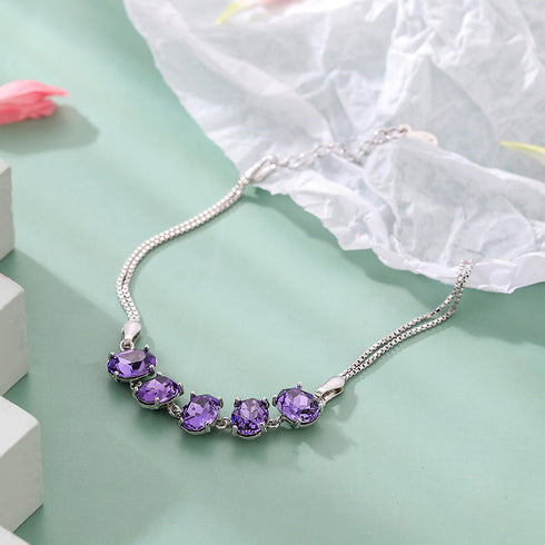 Viviana Bracelet - Adjustable - S925 Sterling Silver Necklace - AAA Cubic Zirconia Stones - Free Box Packaging