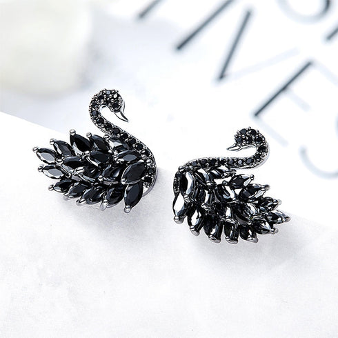Elegant Swan - Timeless Statement Earrings - Cubic Zirconia AAA! - Free Box Packaging