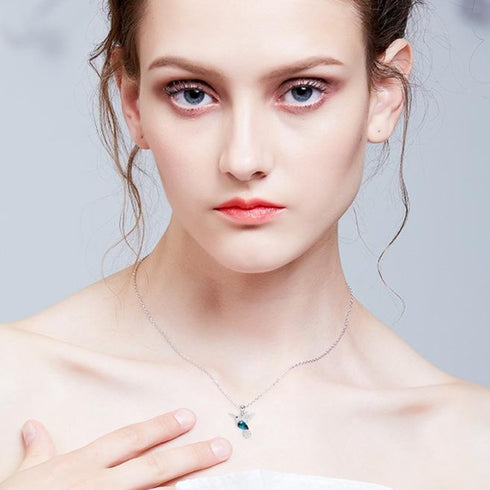 Where Bird's Dare Necklace - Pure Sterling Silver (Chandi) - Embellished with Genuine European Crystals - Free Box Packaging