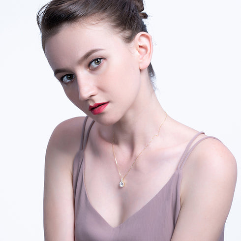 All That Sparkle - S925 Sterling Silver Necklace - AAA Cubic Zirconia Stones - 14 K Gold Plated - Free Box Packaging