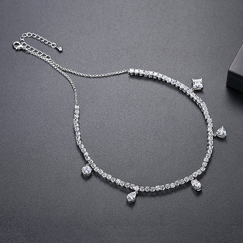 Party Chocker Necklace - White Gold Plated - AAA Cubic Zirconia - Free Box Packaging!