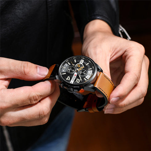 Curren Eternity (Timeless Brown) - Men's Watch - 1 Year Warranty - Chronograph - 3 ATM Water Resistant