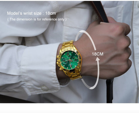 Naviforce Millionaire - 14K Gold Plated & Emerald Green - Unisex Watch - Chronograph - 1 Year Warranty! - Water Resistant!