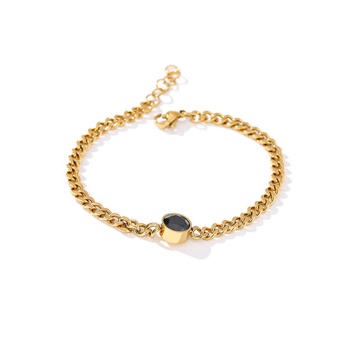 Stone Appeal - Bracelet - 18K Genuine Gold Plated over Pure Stainless Steel - Non Tarnish - Chic Design! - Free Box Packaging!