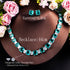 White and Turquoise Green Party Set - Earrings & Necklace - Statement Jewellery - Cubic Zircon - Box Packaging