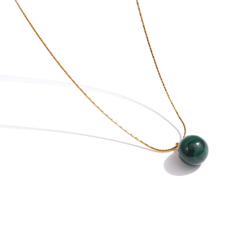 Secret Forest Necklace - Synthetic Malachite - 18K Genuine Gold Plated over Pure Stainless Steel! - Chic Design! - Free Box Packaging!