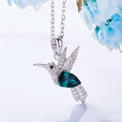 Where Bird's Dare Necklace - Pure Sterling Silver (Chandi) - Embellished with Genuine European Crystals - Free Box Packaging