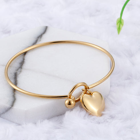 Heart of Gold Bracelet - 14K Genuine Gold Plated over Pure Stainless Steel - Chic Design! - Free Box Packaging!