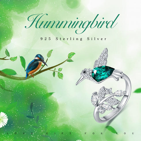 Where Bird's Fly Ring - Pure S925 Sterling Silver (Chandi) - Adjustable Size - Embellished with Genuine European Crystals & Pearl - Free Box Packaging